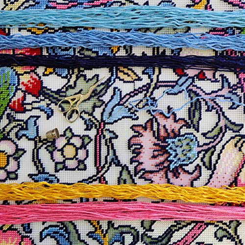 Brvsk Floral Embroidery Kit for Adults and Beginners Lodden Carnations by William Morris 1616 with Clear Precise Printed Design on Cotton Canvas Includes 2 Needles Yarn and EasyRead Chart - Image 3