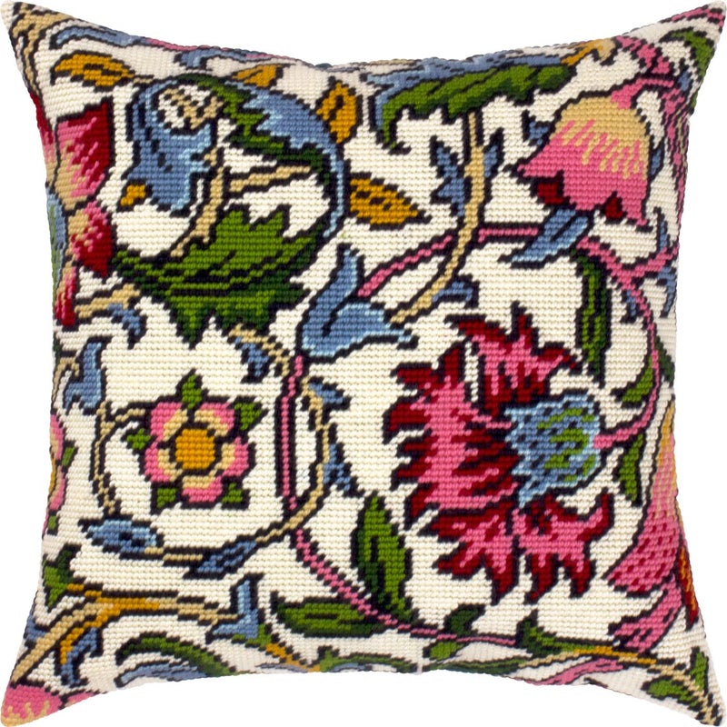 Brvsk Floral Embroidery Kit for Adults and Beginners Lodden Carnations by William Morris 1616 with Clear Precise Printed Design on Cotton Canvas Includes 2 Needles Yarn and EasyRead Chart - Image 2