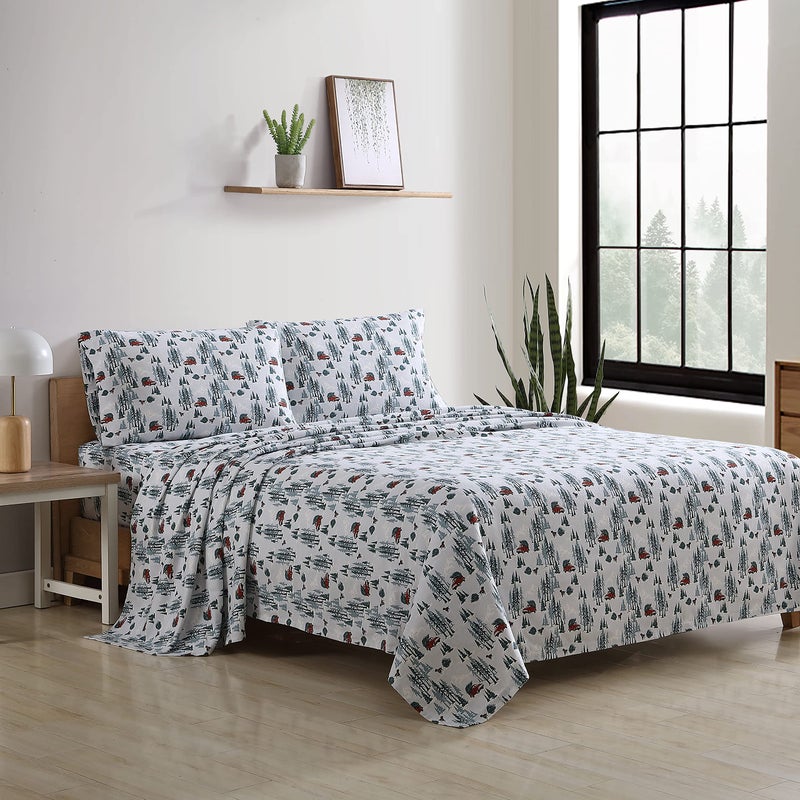 Eddie Bauer Eddie Bauer - Full Sheet Set  Warm Breathable Cotton Flannel Bedding with Deep Pockets  Brushed for Extra Softness  Cozy Home Decor  Oeko-Tex Certified (Tree Farm  Full)  - Image 2