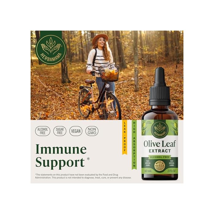 HERBAMAMA Olive Leaf Extract Liquid - Immune Support Supplement with Olive Oil Leaf Tincture - Non-GMO, Alcohol & Sugar-Free, 42-Day Supply - Image 2