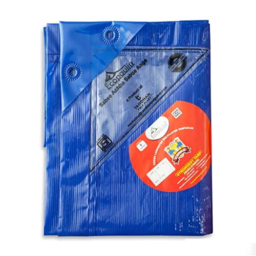 Tandhan Ecopaulin Cross Laminated Multilayer Eco-Friendly Tarpaulin Sheet Waterproof Tirpal Heavy Duty 6 X 6 Ft Poly Tadpatri - Multipurpose 120 GSM Plastic Cover Tharpai, Thadika, Tarp (Blue) - Image 1