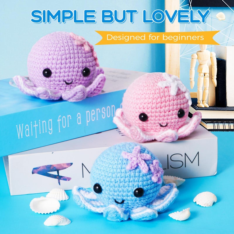 Gerute Crochet Kit for Beginners: Make 3 Cute Amigurumi Animals with Easy-to-Follow Video Tutorial, Complete Beginner Crochet Kits for Kids Adults, Creative Christmas Birthday Gift Idea for Women & Girls - Image 2