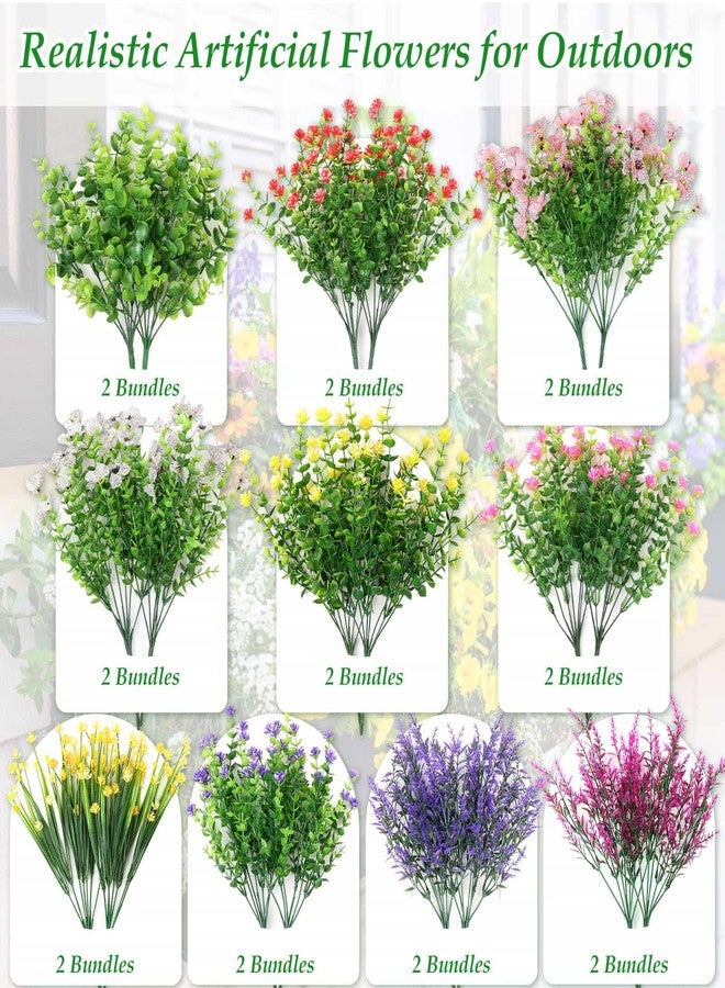 Dexpinzo 20 Bundles Artificial Fake Flowers for Outdoor UV Resistant No Fade Boxwood Faux Plastic Shrubs Plants for Garden Patio Porch Window Box Home Wedding Farmhouse Outside Hanging Décor - Image 3