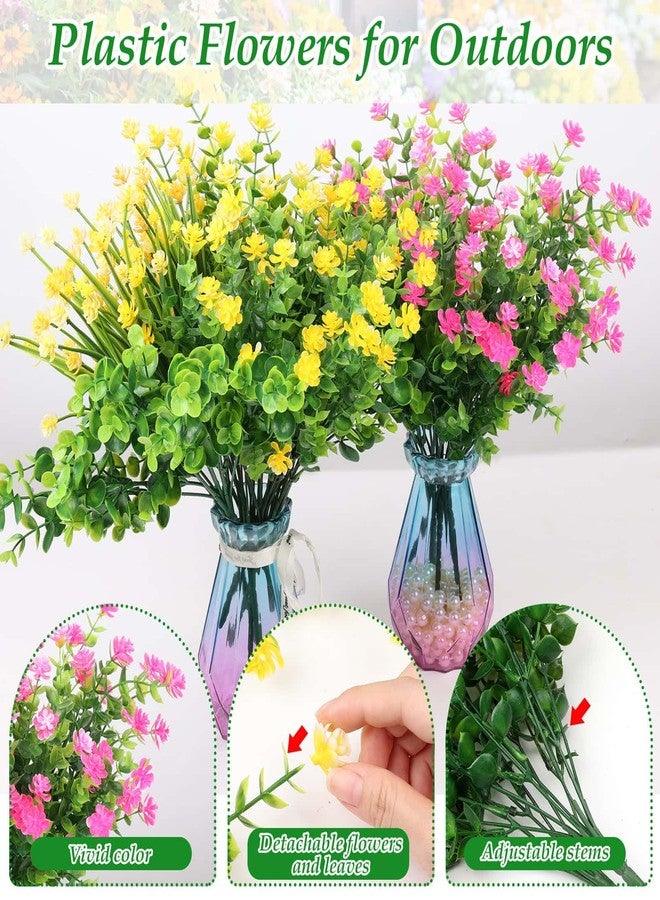 Dexpinzo 20 Bundles Artificial Fake Flowers for Outdoor UV Resistant No Fade Boxwood Faux Plastic Shrubs Plants for Garden Patio Porch Window Box Home Wedding Farmhouse Outside Hanging Décor - Image 4