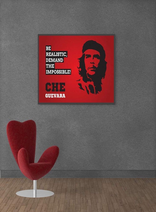 Inephos Che Guevara Be Realistic Inspirational Poster Print (Size: 8 inch X 12 inch, Framed, Laminated Print)( Brown) - Image 1