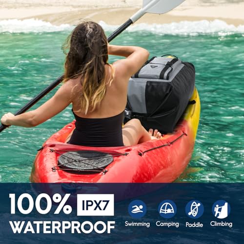 Haimont Waterproof Backpack Roll Top Dry Bag Kayak Dry Backpack IPX7 for Outdoor Dry Pack Boating Fishing 60L, Black/Gray - Image 2