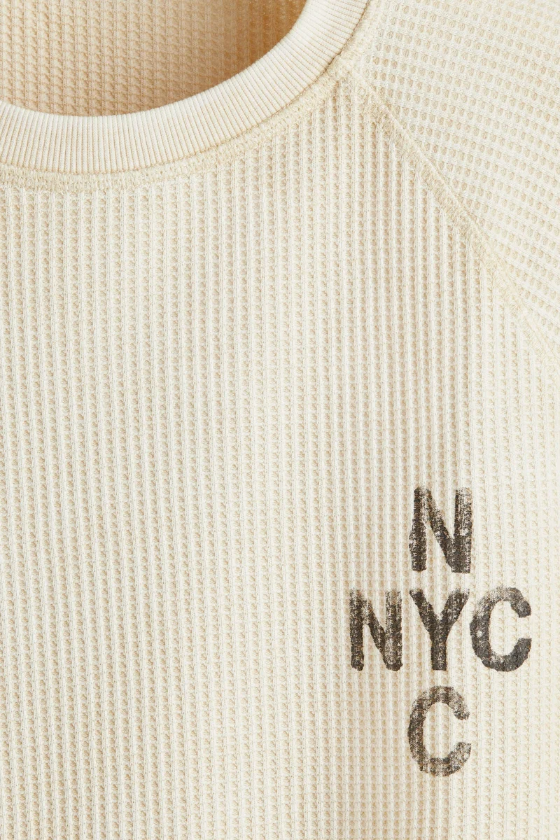 H&M Regular Fit Waffled long-sleeved top