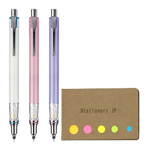 Stationery JP Kuru Toga Advance Auto Lead Rotation Mechanical Pencil 0.3 mm, Body Color(Lavender/Baby Pink/White), 3-pack, Sticky Notes Value Set - Image 1