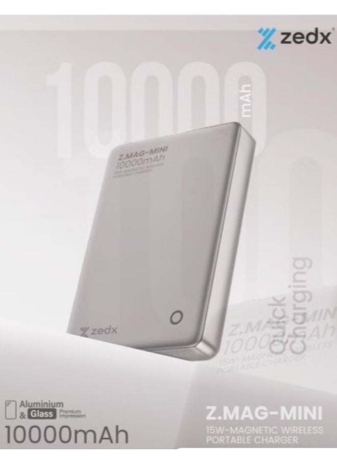 ZEDX ZX-W11P Z.MAG-MINI 10000mAh Power Bank, 15W Fast Wireless Charging, Ultra Slim 14mm – Compatible with All iPhone MagSafe Models - Image 1