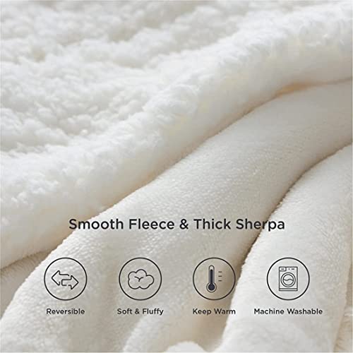 BRANDONN Baby Blanket 130x105 cm – Ultra Soft Dual Layer Sherpa & Flannel, Lightweight Warm Newborn Blanket for Crib, Stroller, Travel & Feeding, Skin-Friendly, 1 Month Till 5 Years (Offwhite) - Image 5