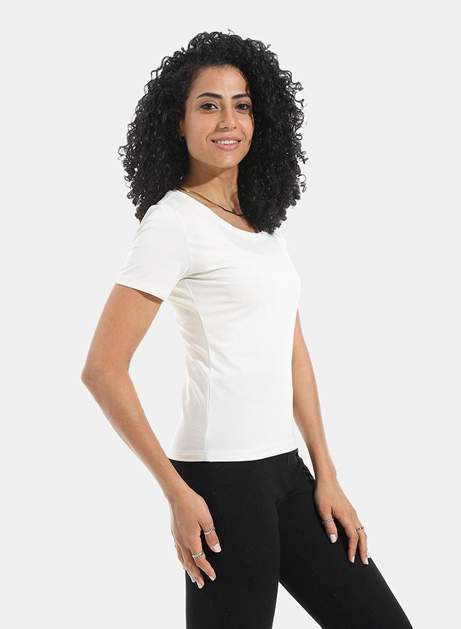 Xtcy Single Lycra Half Sleeve Wide Neck Bodysuit women - Image 2