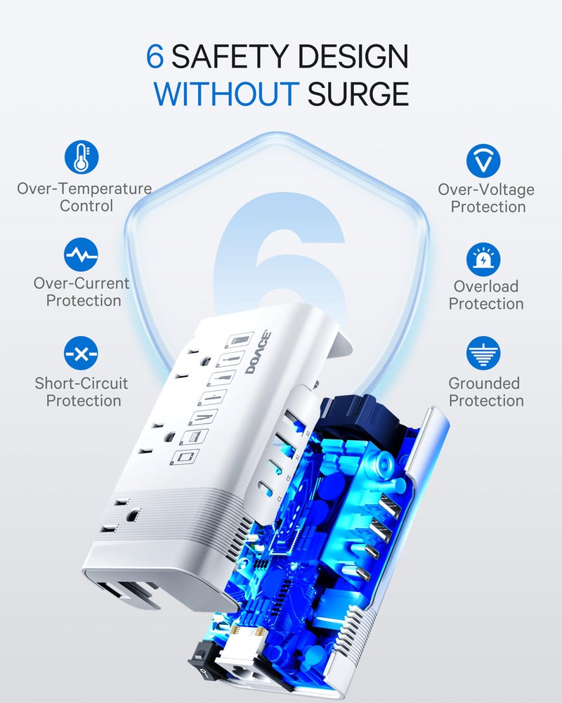 DOACE Voltage Converter US to Europe, 350W Converter for European Travel for Curling Iron and Hair Straighteners, 220V to 110V Converter Plug Adapter with 2 USB A & 2 USB C Ports - Image 5