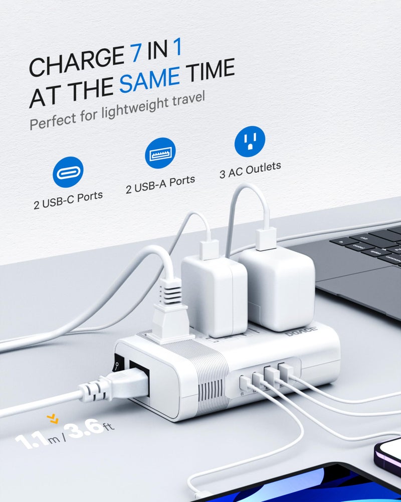 DOACE Voltage Converter US to Europe, 350W Converter for European Travel for Curling Iron and Hair Straighteners, 220V to 110V Converter Plug Adapter with 2 USB A & 2 USB C Ports - Image 2