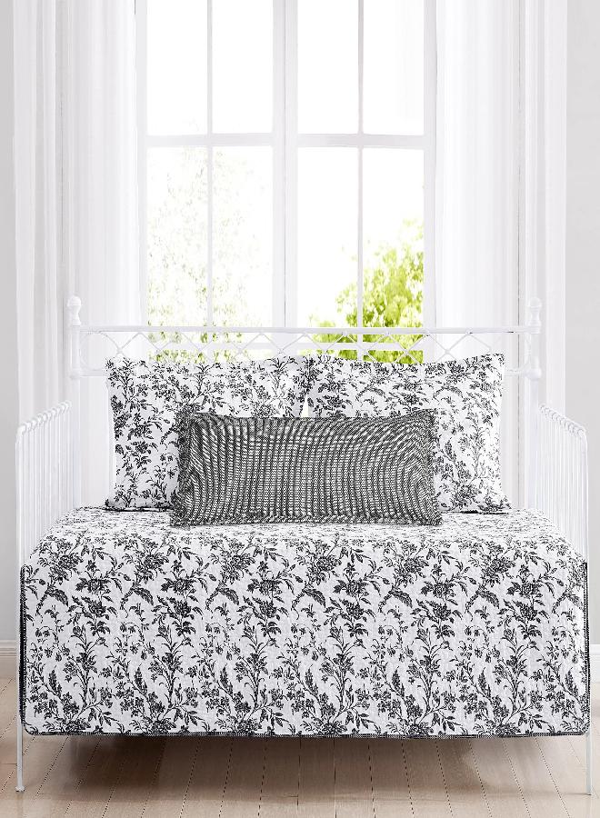 LAURA ASHLEY Laura Ashley Home - Daybed Set, Lightweight Bedding with Matching Shams & Pillow Cover, Home Decor for All Seasons (Amberley Black, Daybed)  - Image 2