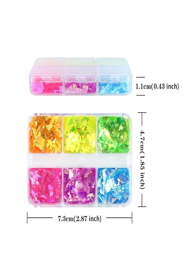 Vezocim Holographic Iridescent Glitter Nail Art Sequins, 3D Irregular Ultra Thin Nail Art Sparkly Flake Designs, Shiny Colorful Nail Glitter Confetti Acrylic Supplies for Women Girls Manicure Tips Decorations - Image 5