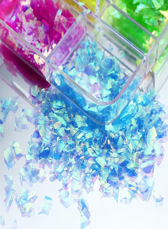 Vezocim Holographic Iridescent Glitter Nail Art Sequins, 3D Irregular Ultra Thin Nail Art Sparkly Flake Designs, Shiny Colorful Nail Glitter Confetti Acrylic Supplies for Women Girls Manicure Tips Decorations - Image 4