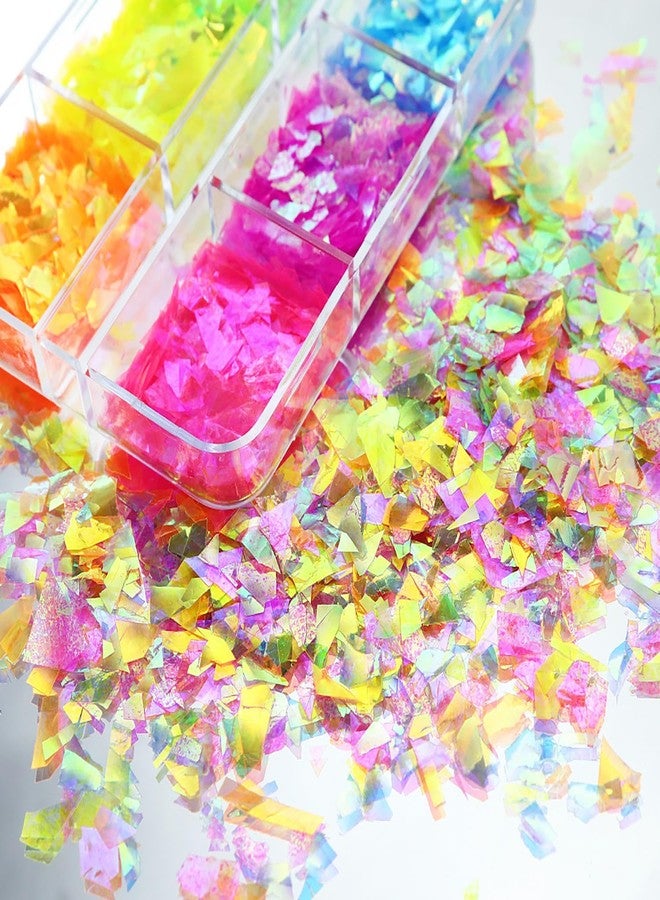 Vezocim Holographic Iridescent Glitter Nail Art Sequins, 3D Irregular Ultra Thin Nail Art Sparkly Flake Designs, Shiny Colorful Nail Glitter Confetti Acrylic Supplies for Women Girls Manicure Tips Decorations - Image 3