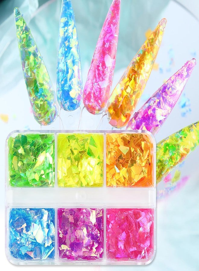 Vezocim Holographic Iridescent Glitter Nail Art Sequins, 3D Irregular Ultra Thin Nail Art Sparkly Flake Designs, Shiny Colorful Nail Glitter Confetti Acrylic Supplies for Women Girls Manicure Tips Decorations - Image 1