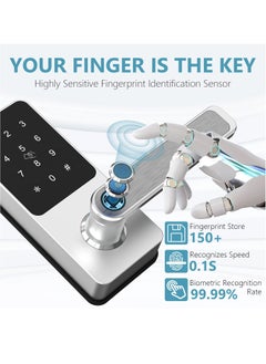 Generic Keyless Entry Door Lock: Smart Locks for Front Door, Electronic Keypad Fingerprint Door Lock with 6-in-1 Unlock - Fingerprint, Bluetooth, Code, IC Card, Key, Remote Unlock (Silver)  - Image 3