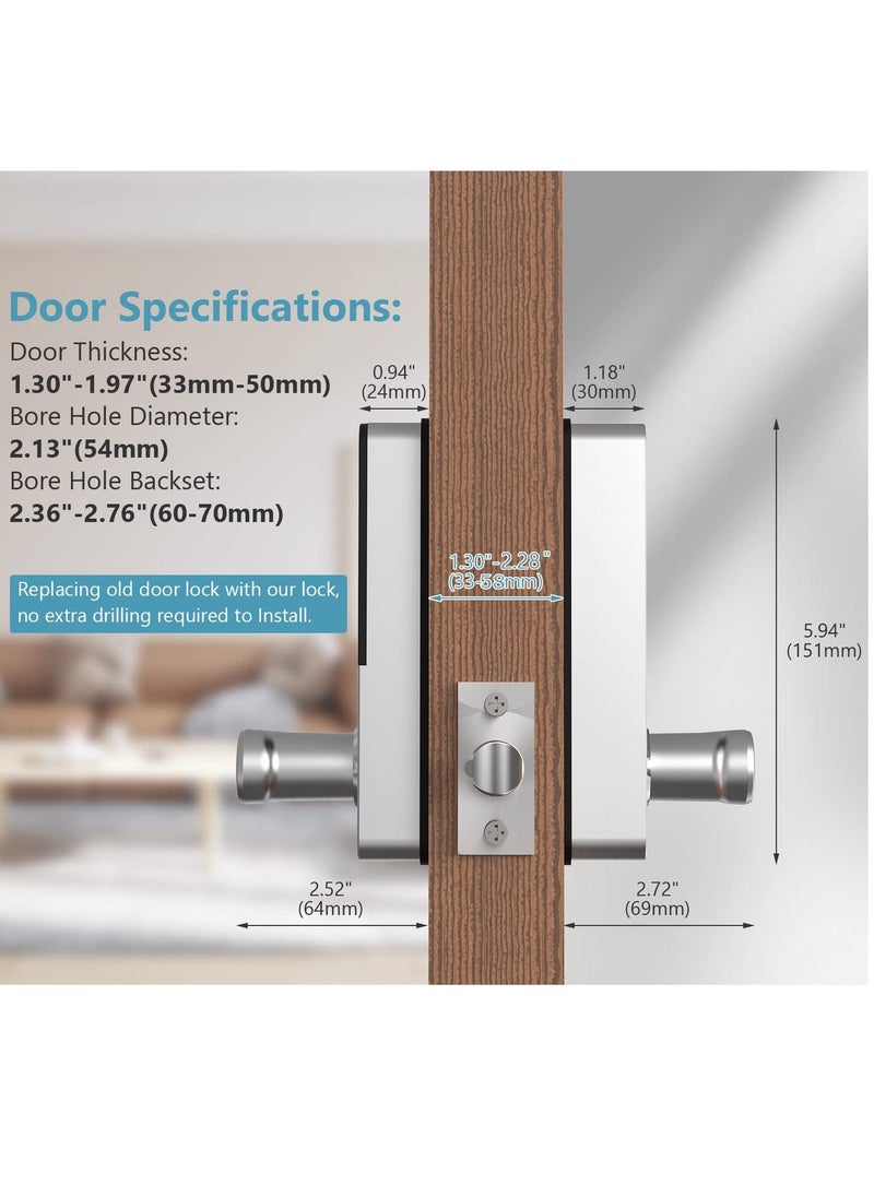 Generic - Keyless Entry Door Lock: Smart Locks for Front Door, Electronic Keypad Fingerprint Door Lock with 6-in-1 Unlock - Fingerprint, Bluetooth, Code, IC Card, Key, Remote Unlock (Silver) - Image 1