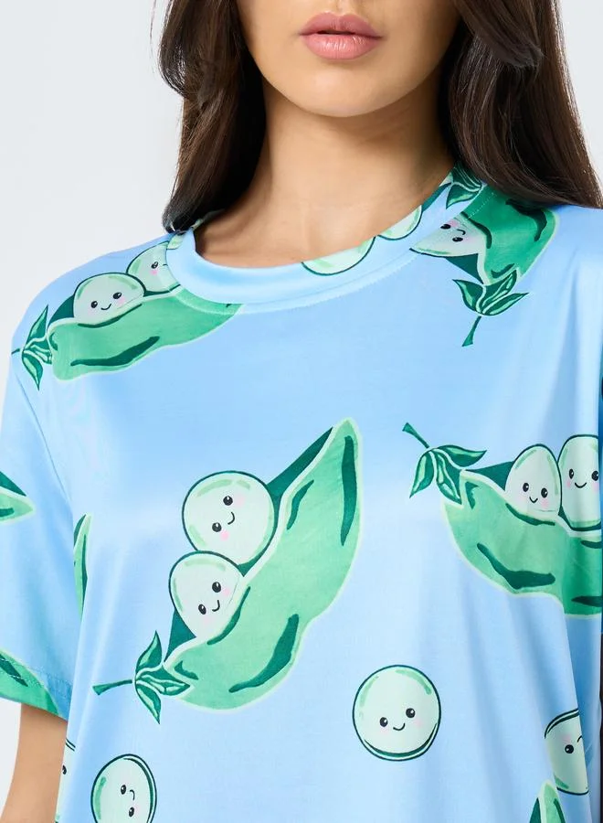 Take Two Take Two Pea Pod Graphic Print T-Shirt and Pyjama Set