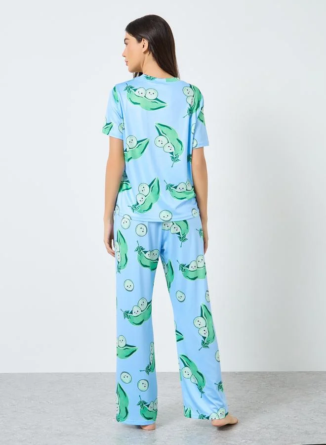 Take Two Take Two Pea Pod Graphic Print T-Shirt and Pyjama Set