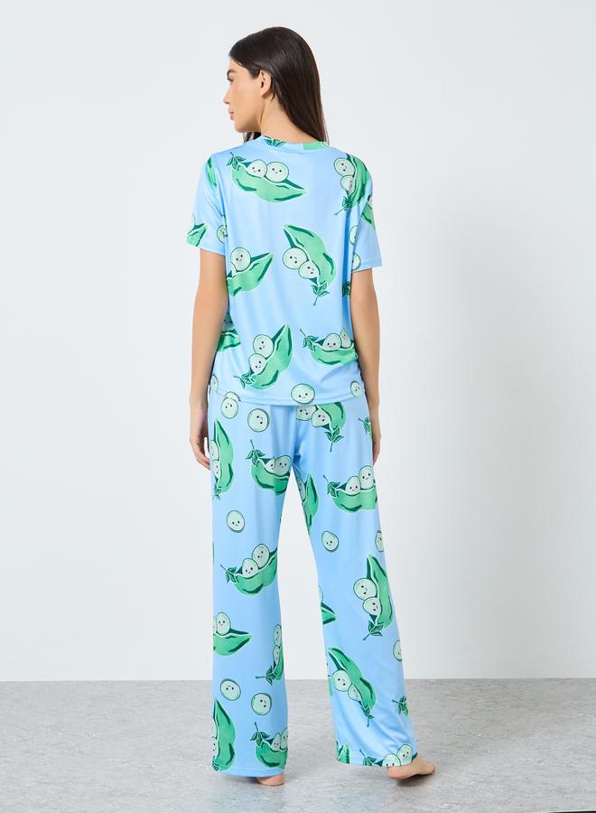 تايك تو طقم بيجامة وتيشيرت بطبعة بازلاء - Image 4