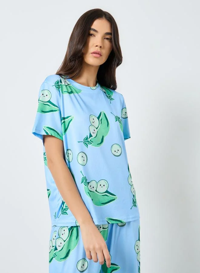 Take Two Take Two Pea Pod Graphic Print T-Shirt and Pyjama Set