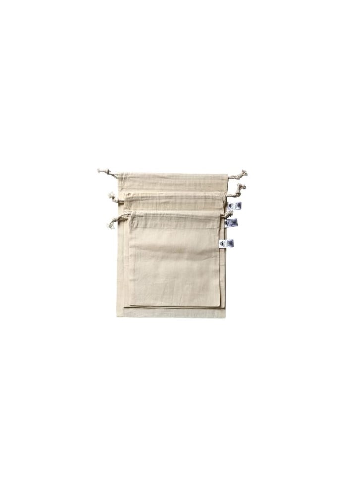 Pixel Home 100% Muslin Cotton Reusable Vegetable Storage Bags - Eco Friendly (Pack of 6) - Image 1
