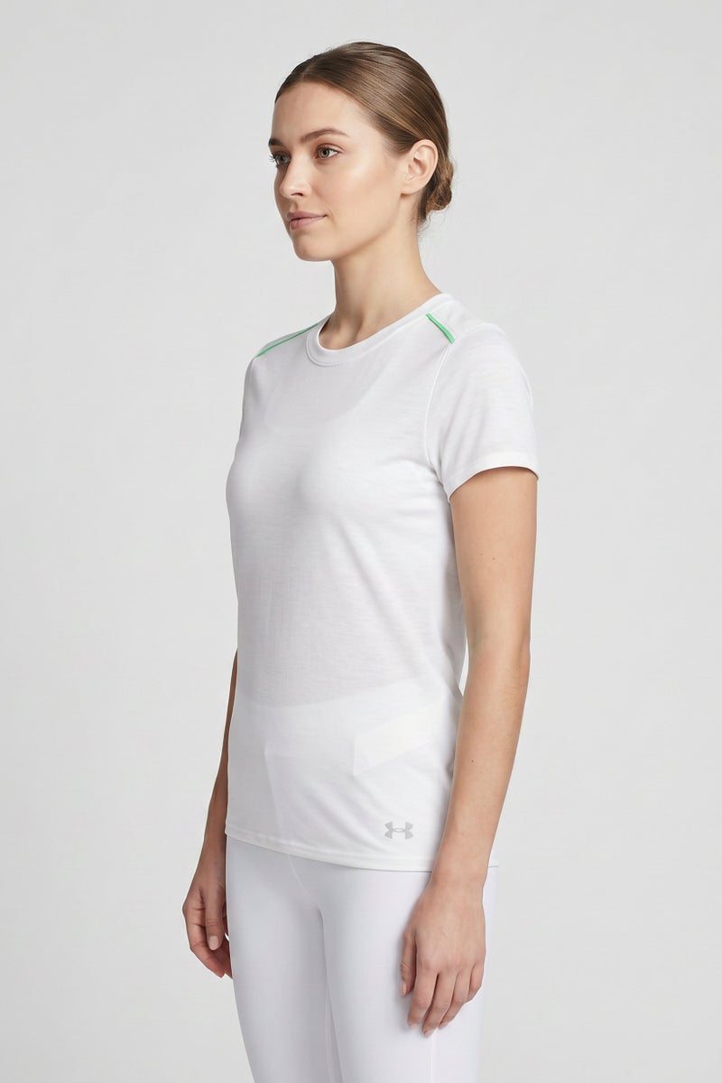UNDER ARMOUR Women Sportswear Fit Short Sleeve Running T-Shirt, Off White - Image 3