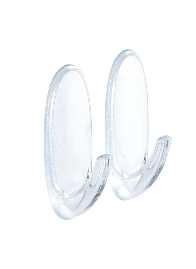 Command Plastic Medium Self Adhesive Damage Free Wall Hanging Hooks Personal Décor, Holds 900 Gm, (2 Hooks, 4 Strips), No Drilling, No Wall Damage Transparent  - Image 2