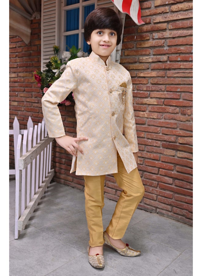 BT DEZINES طقم شيرواني وكريمي للأولاد وبنطلون - Image 4