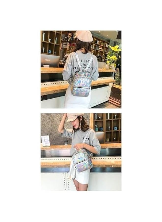 Small Holographic Rainbow Shoulder Bag Metallic Satchel Shiny Travel Daypack for Women Men Lady - Image 3