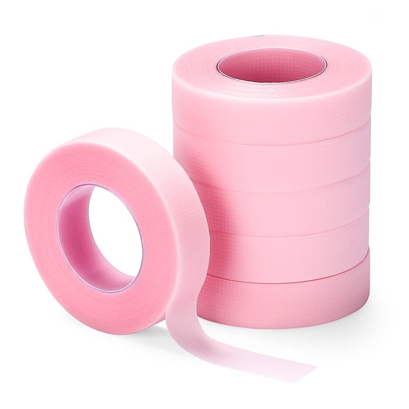 TEOYALL 6 Rolls PE Lash Extension Tapes, Adhesive Breathable Micropore Eyelash Tapes Lash Extension Supplies for Makeup Salon (Pink) - Image 1