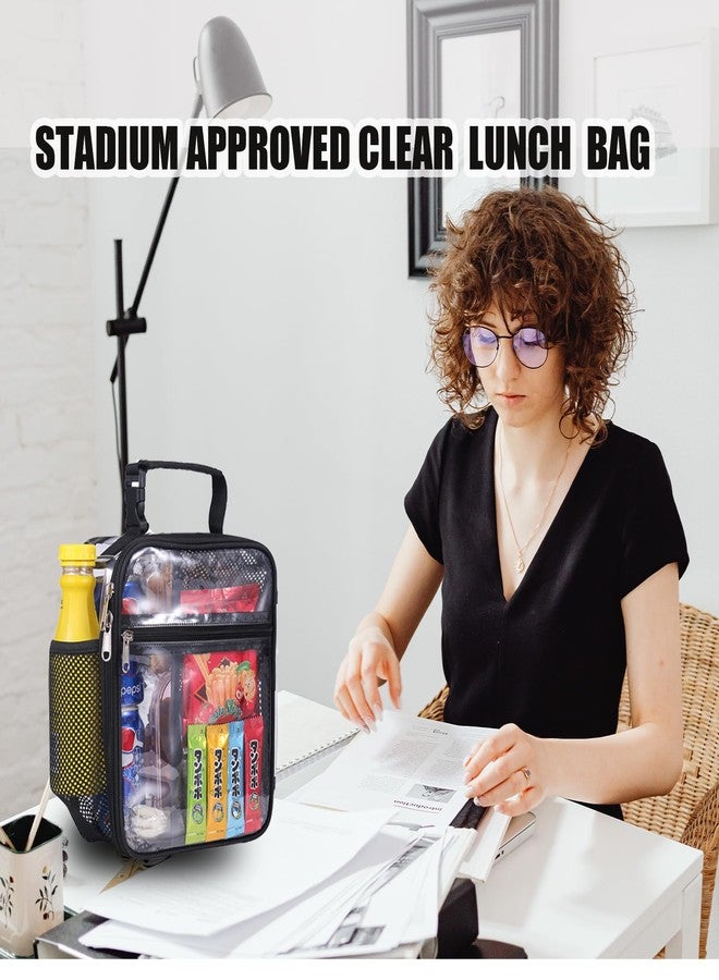 Oraben Stadium Approved Clear Lunch Bag for Work, See Through Plastic Lunch Box Reusable Small Lunchbox for Men and Women Children (Black) - Image 2