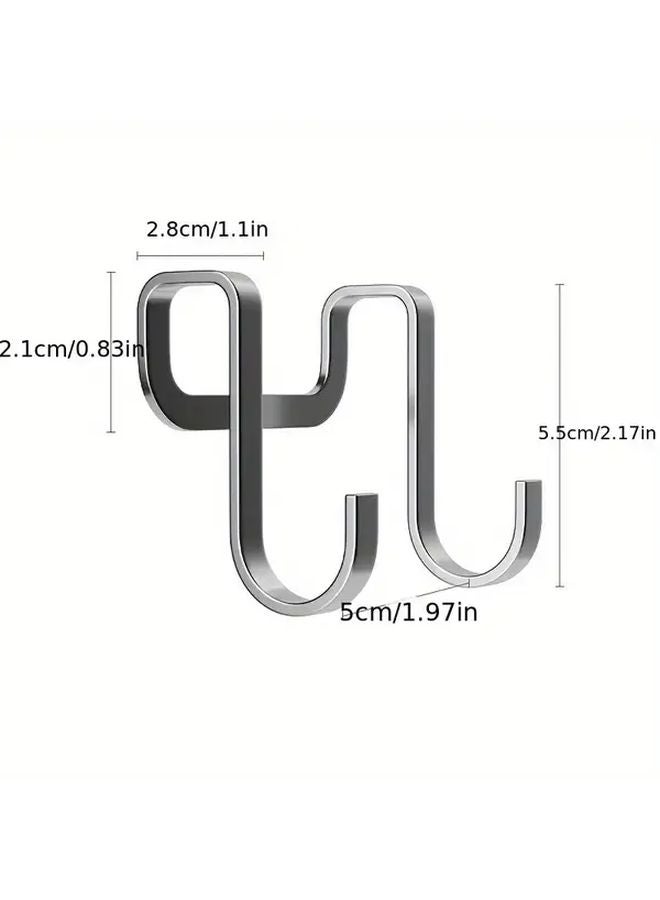 Set of 2 Silver Stainless Steel Over Door Hooks For Towels Clothes Coat Hanging - Image 5