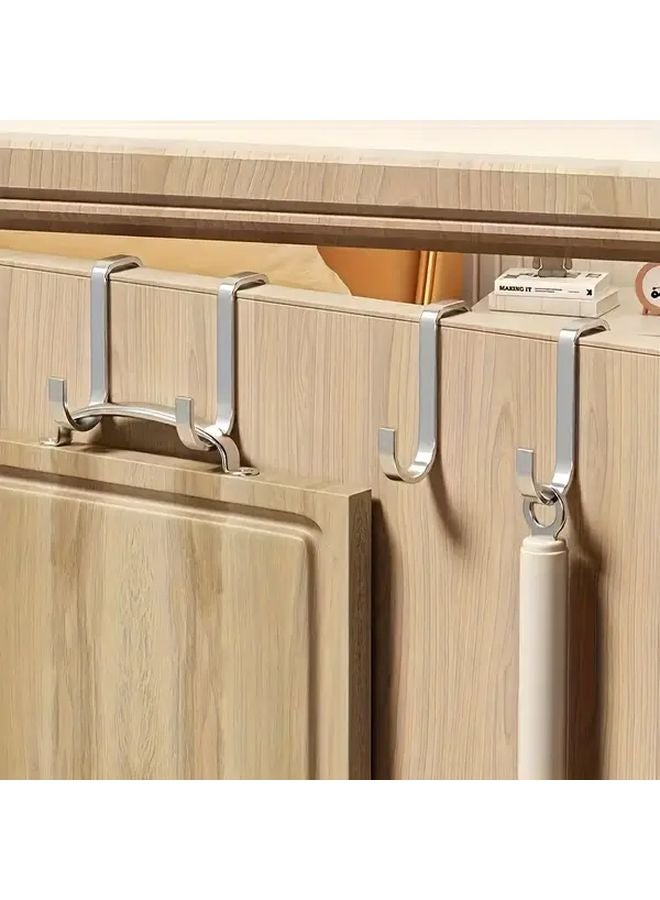 Set of 2 Silver Stainless Steel Over Door Hooks For Towels Clothes Coat Hanging - Image 3