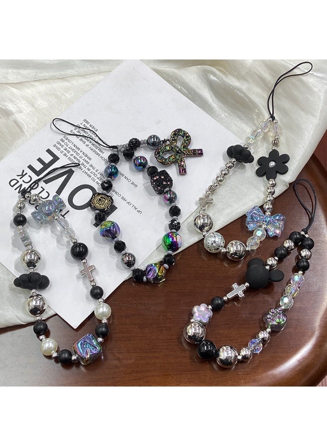 NIBEMINENT Phone Charm/ Chain Strap for Women Girls, Cool Black Cell Phone Case Lanyard Wrist Strap - Image 2