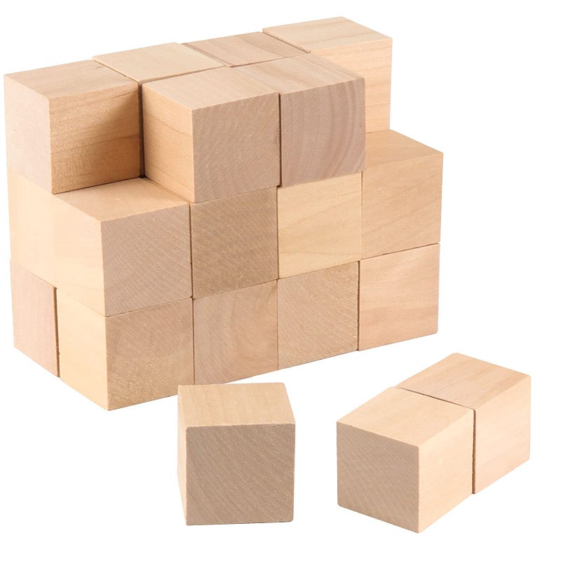 HOIGON 20 PCS 2 Inch Wooden Cubes Unfinished Wood Blocks Natural Premium Square Blank Wooden Block for Craft Decorating Painting Making DIY