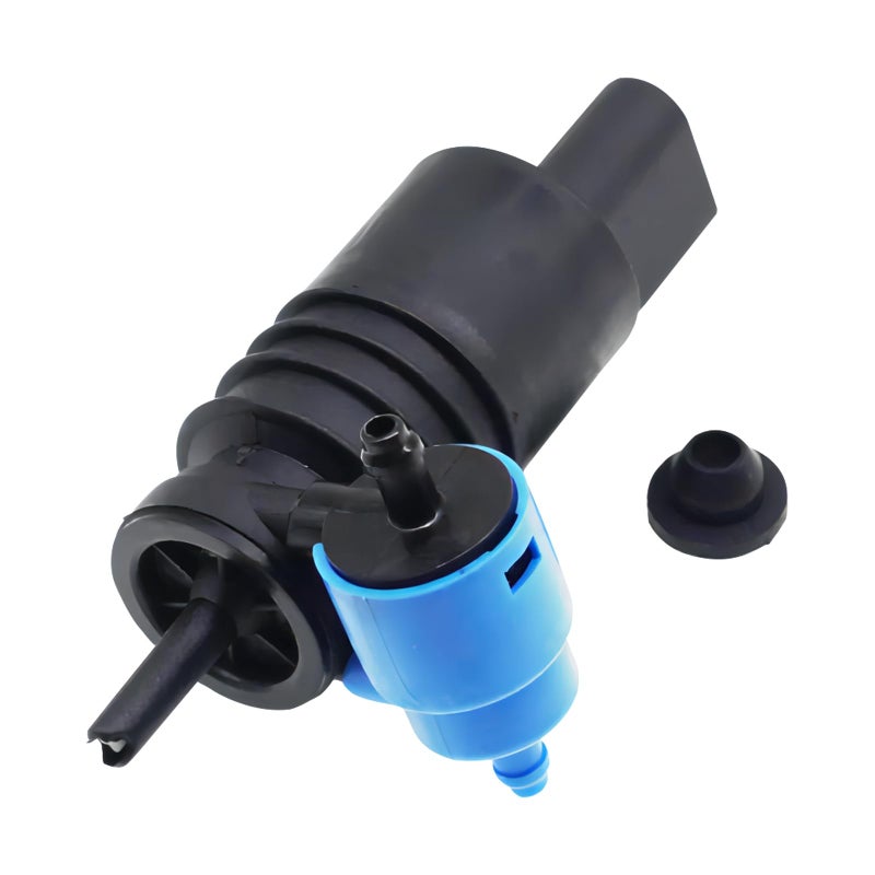 Flygun 1 PC Car Front Windshield Washer Pump Water Spray Motor Accessories with Rubber Grommets Replacement 1J6955651 1K6955651 1T0955651A Compatible with Volkswagen Audi Skoda Black Blue