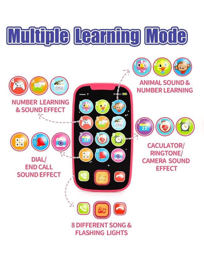 BAYBEE Electronic Learning Toys Mobile Phone Toys for Kids Cell Phone Toy with Number Alphabets Animals Sound Toy Learning Educational Toy Musical Toy Mobile Toys for Baby Toddlers 2+Years Boys Girls Assorted Colors - Image 3