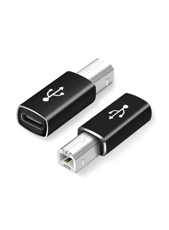 USB 1 Pack Right Angle USB B to USB C Adapter, Type C Female to MIDI Converter Compatible with Compatible with HP/ Cannon/ Brother/ Samsung/ Dell/ Epson/ Lexmark/ Xerox/ Piano/ Dac Printer, Electric Piano, Laptops and More Type-C Devices - Image 1