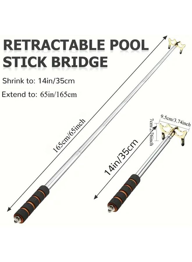 عصا البلياردو القابلة للسحب مع رأس نحاسي منخفض فضي ملحق للبلياردو والسنوكر - Image 3