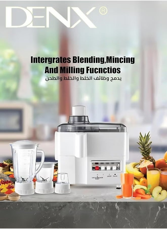 Denx 4-In-1 Food Processor With 29 Functions (Blender, Grinder, Food Processor, Chopper) | 1 Liter | 800 Watts | Dx2500 - Image 2
