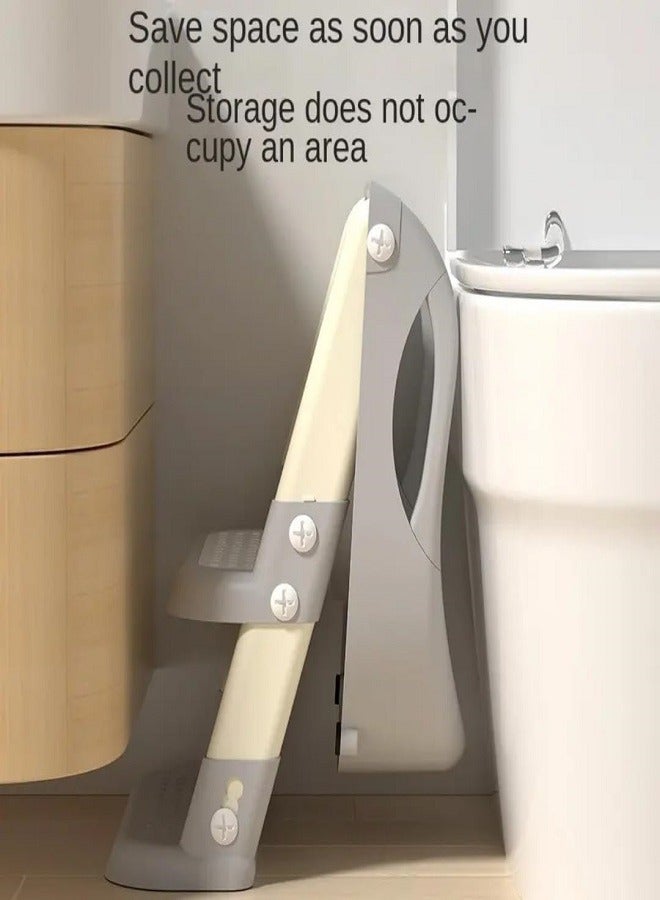 مقعد تدريب على استخدام المرحاض مع سلم، مرحاض سلم قابل للطي للأطفال، واقي من الرذاذ، قاعدة مريحة غير قابلة للانزلاق (برتقالي) - Image 2