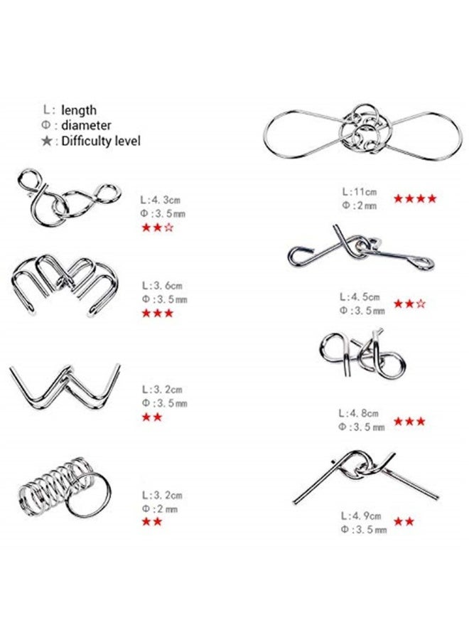 8-Piece Metal Wire IQ Puzzle Set – Brain Teaser Buckle Game for Kids  Adults - Image 3