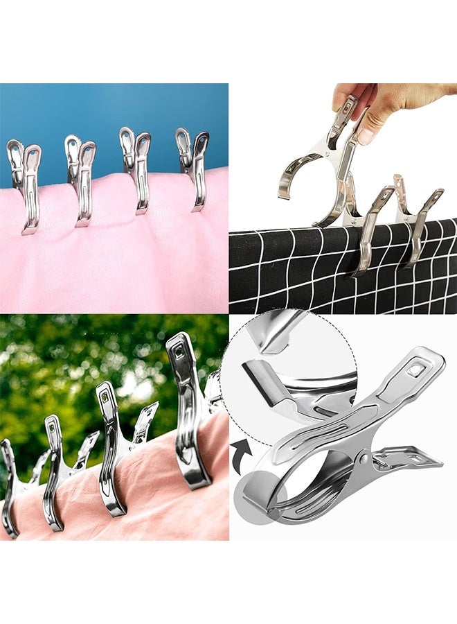 15-Piece Stainless Steel Clothes Clips Rust-Proof Laundry and Towel Pegs for Outdoor Use Heavy Duty for Sheets, Blankets, and Thick Clothes - Image 5