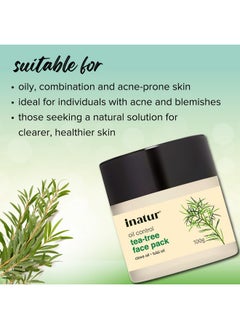 INATUR Oil Control Tea Tree Face Pack| For Clear Complexion And Skin Brightening | Acne And Sebum Control|With Basil And Clove Oil| For Oily, Combination, And Acne-Prone Skin | Natural And Vegan| 100 G  - Image 3