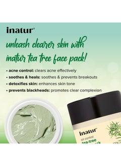 INATUR Oil Control Tea Tree Face Pack| For Clear Complexion And Skin Brightening | Acne And Sebum Control|With Basil And Clove Oil| For Oily, Combination, And Acne-Prone Skin | Natural And Vegan| 100 G  - Image 2