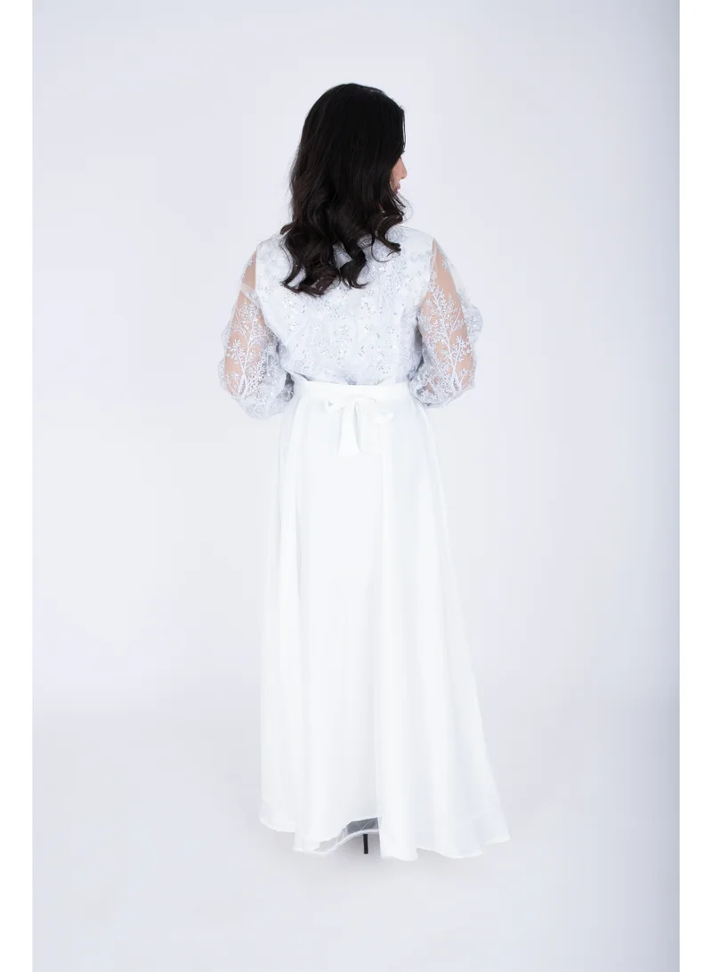 IKKXA  Chiffon Layered Dress Applique Design for Women | Best Price UAE